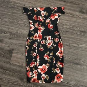 Off the Shoulder Bodycon Floral Dress